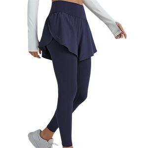 Halara Navy Breezeful Flowy Split Shorts With Attached Leggings Size Large